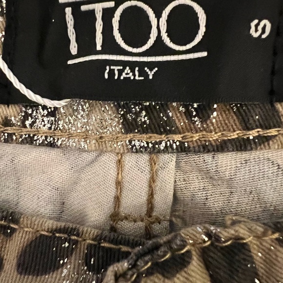 ITOO MOCHA Brown, Tab, Silver Metallic Leopard Wide Leg Pant - Picture 7 of 11